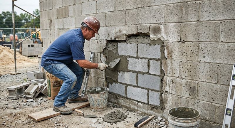 Cinder Block Wall Repair in Gallatin, TN