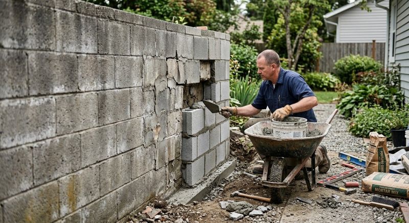 Cinder Block Wall Repair in Greenbrier, TN