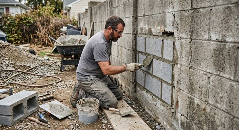 Cinder Block Wall Repair in Portland, TN